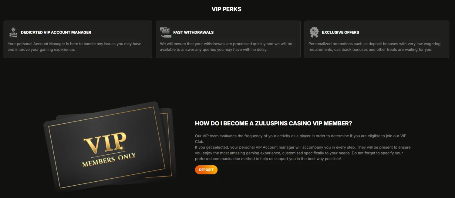ZuluSpins Casino VIP Club